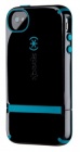 Чехол (клип-кейс) SPECK CandyShell Flip, черный/голубой, для Apple iPhone 4/4S