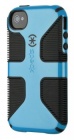 Чехол (клип-кейс) SPECK CandyShell Grip, черный/голубой, для Apple iPhone 4/4S