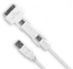 Кабель VERTEX 28509, USB- microUSB/miniUSB/30-pin(Apple), 1.4м белый