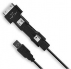 Кабель VERTEX 28510, USB- microUSB/miniUSB/30-pin(Apple), 1.4м черный