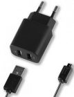 Сетевое з/у DEPPA 11303, USB, microUSB, 2100мА, черный