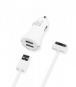 Автомобильное з/у DEPPA 11205, 2xUSB, 30-pin (Apple), 2100мА, белый